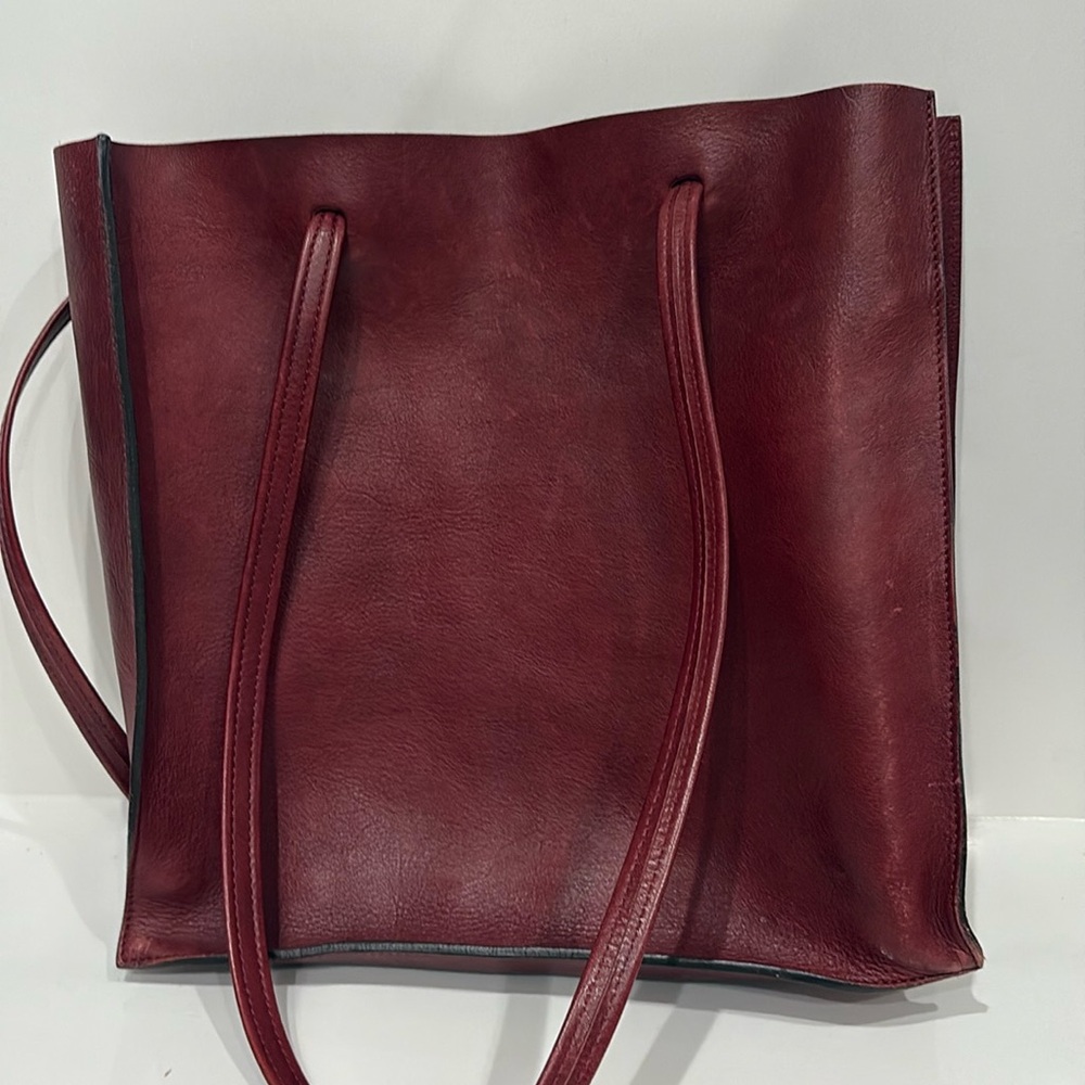 Elegant Maroon Leather Tote Bag